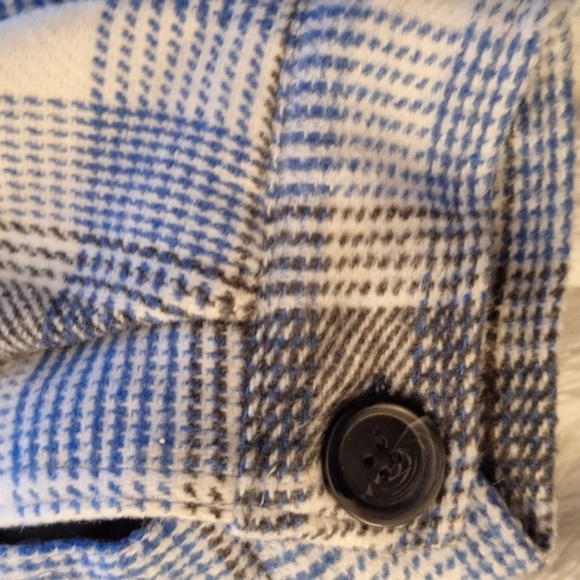 NWT Hurley Plaid Thick Soft Blue/Grey/White Flannel Long Shacket Size M - Picture 9 of 10